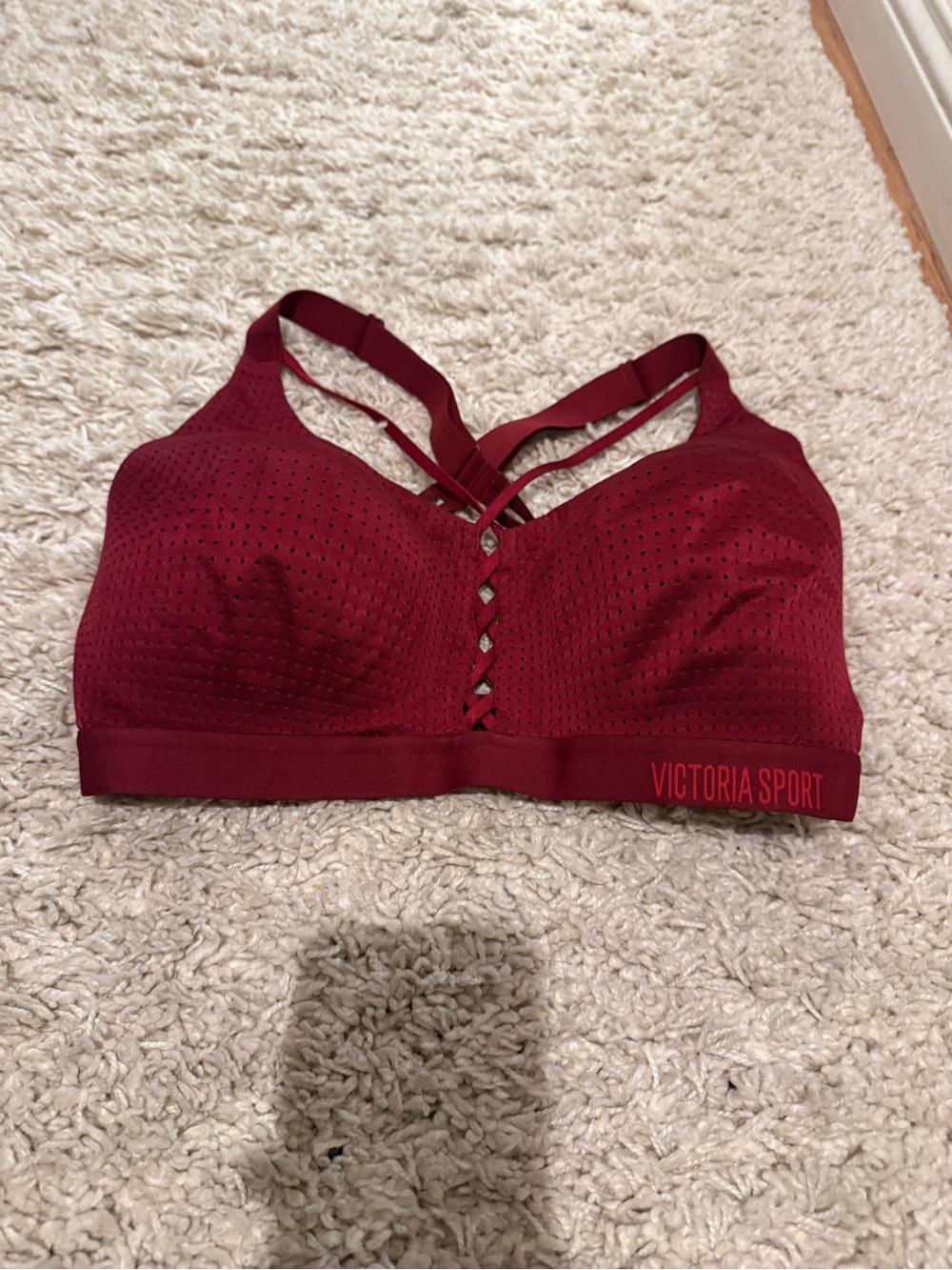 34DD Women's Burgundy Strappy Sports Bra
